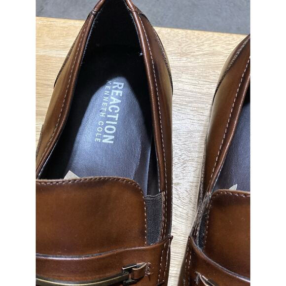 Kenneth Cole Brock Loafers Mens 11 Brown Leather Slip On Dress Shoes - Picture 5 of 11